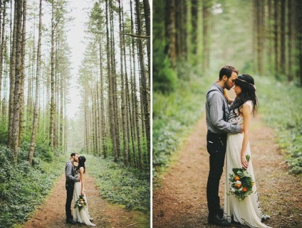 Esküvői fotózást az erdőben