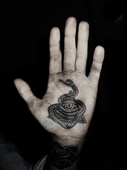 Tetoválás a tenyéren - №1 tetoválás vázlatok, rajzolni az egyéni, fotógaléria 10GB, tetoválás ötletek