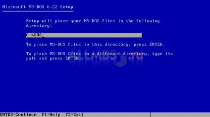Telepítése Microsoft MS-DOS