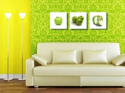 Kiválasztása tapéta a falak sárga, fotó hálószoba, nappali, konyha és gyermek együttes és