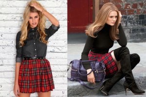 Tartan szoknya, hogy ő visel, amit stílusok (rövid, hosszú a padlón, egy ceruza) (kockás szoknya) Tartan szoknya, hogy ő visel, amit stílusok (rövid, hosszú a padlón, ceruza)