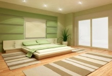 Hálószoba kialakítása árnyalatú zöld színt a belső fotó, árnyalatok bútor, ötvözve finom fehér