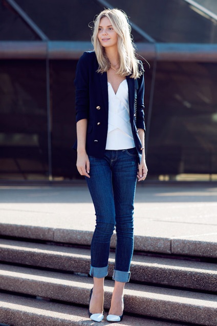 Jeans és fűző - divatos variációk (terjeszteni) Jeans és fűző - divatos variációk