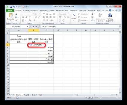 ÁFA képlet az Excel