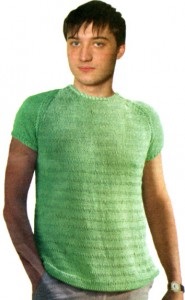 T-shirt a férfiak tűkkel (kötött kettős gumiszalaggal) Férfi póló beszélt