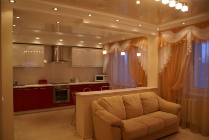 Belső nappali amerikai konyha fotó design, konyha és nappali együtt egy szobában,