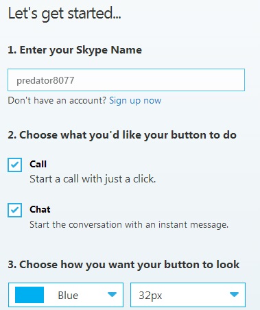 Hogyan adjunk egy gombot a honlapon skype
