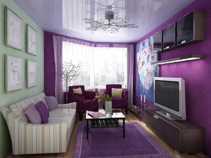 Mi függönyök kombinált lila tapéta - fénykép színes ötletek - egy könnyű dolog