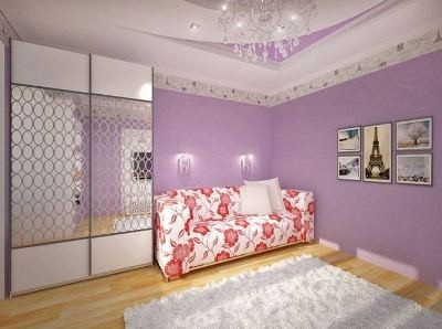 Hogyan lehet díszíteni a szobát segítségével lila tapéta bármilyen színkombinációval lila tapéta
