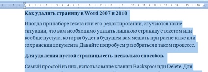 Hogyan lehet törölni egy oldalt a Word 2007 és Word 2010