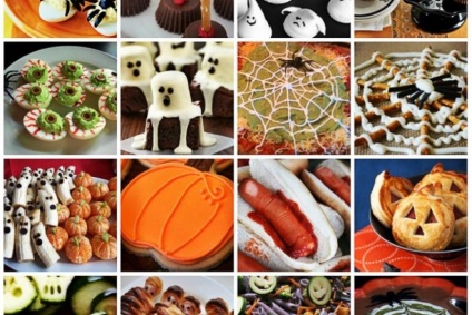 Menü Halloween - recepteket szörnyű élelmiszerek (menü a fényképet halloween receptek) Menü Halloween - szörnyű étel receptek