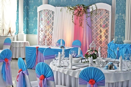 Esküvői dekorációk szövetek és színek, dekoráció a terem az esküvő - dekoráció Artmiks