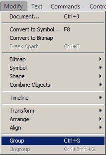 Törés és csoportosítás tárgyak a flash CS6 (Select a Módosítás & gt; szünet) Törés és csoportosítás tárgyak flash CS6