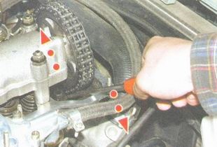 Lánc feszültséget beállító vezérműtengely hajtómotor VAZ-2106 (lánc) Lánc feszültség beállító cam-meghajtó motor 2106 vázák