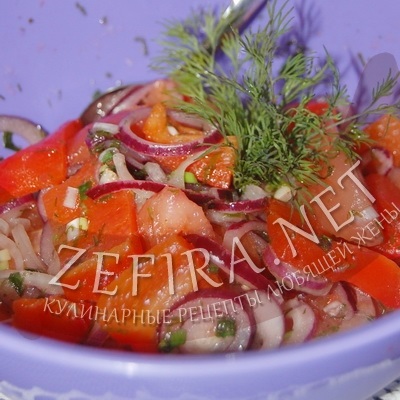 Saláta sült paprika paradicsommal és hagymával - Receptek szerető feleség