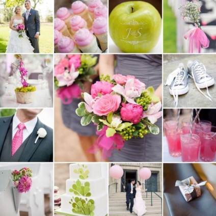 Szürke és rózsaszín esküvői efemer és a romantika