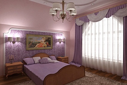Lila tapéta belsejében a hálószoba és egyéb helyiségek, melyik szín lesz öltöny függöny, videó és fotók