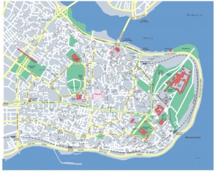 Sultanahmet - hogyan lehet egy térkép, szállodák és panziók (nagysebességű villamos útra) Sultanahmet - hogyan lehet egy térkép a szállodák, panziók