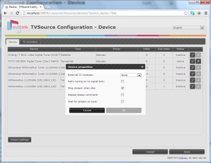 Telepítése és konfigurálása DVBLink tvsource - DVBLink wiki