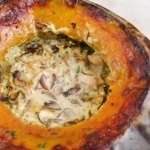 Padlizsán, kemencében sült gombával és sajttal