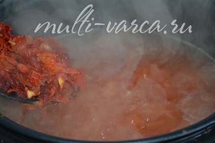 Borsch nélkül paradicsom és a káposzta multivarka (nélkül paradicsom) Leves nélkül paradicsom és a káposzta multivarka