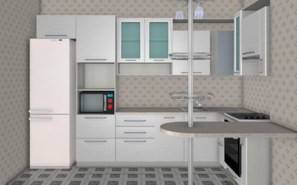 Дизайн маленької кухні в хрущовці з газовою колонкою і холодильником як заховати газову колонку