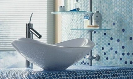 Kék fürdőszoba - design, fehér és kék színben, a kombináció más színek (egyéb) Kék fürdőszoba - design, fehér és kék színben, a kombináció más színekkel