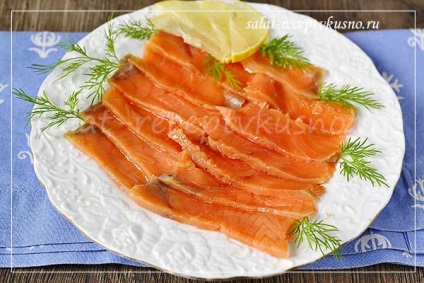 Ahogy só lazac otthon egy egyszerű recept egy fotó - finom saláta receptek (só) Ahogy só lazac otthon egy egyszerű recept egy fotó - finom saláta receptek