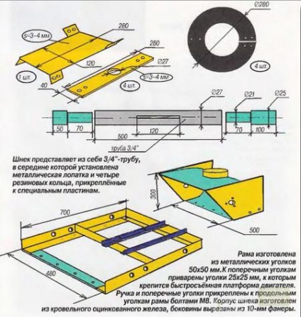 Hogyan készítsünk saját kezűleg házi snowthrower csiga csavar és rajzok