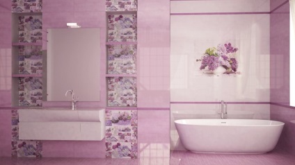 Lila és lila fürdőszoba csempe design és a fotó
