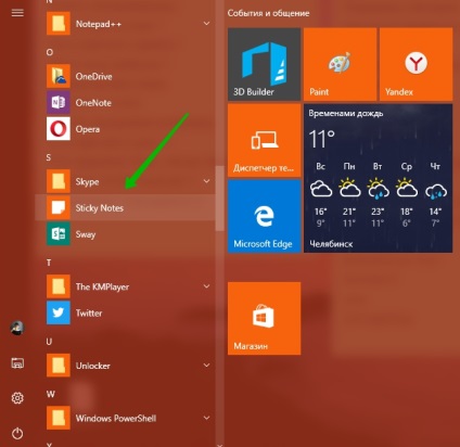 A Windows 10 új jegyzetek cetlik - felső