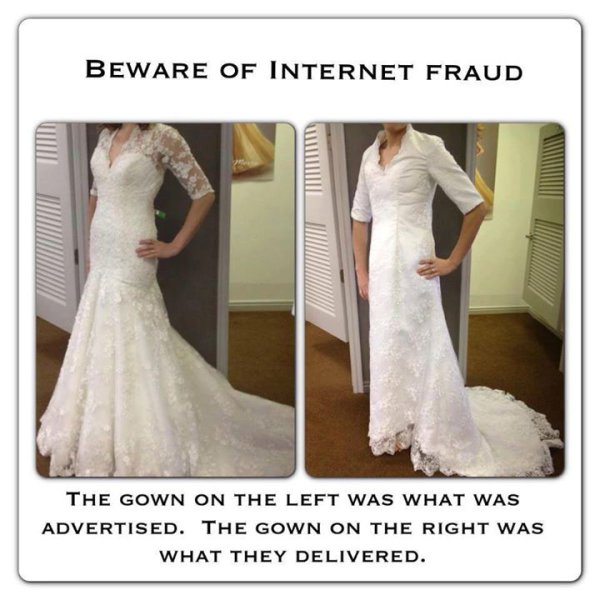 15 Borzalmas hamisítványok esküvői ruhák, vagy miért nem vesz egy ruhát az interneten keresztül