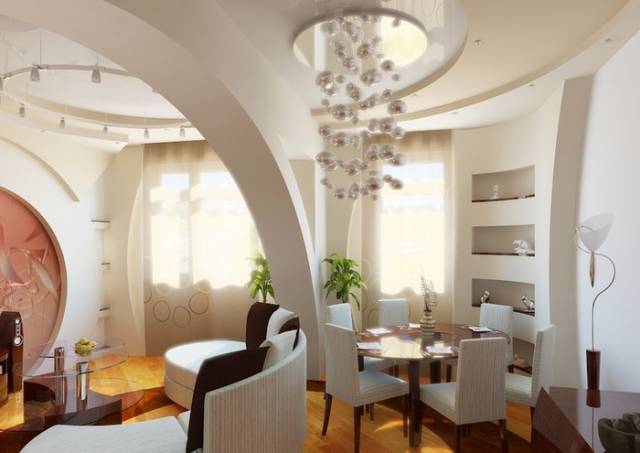 A design a falak gipszkarton (40 fotó) - szekrények, rések, ívek (gipszkarton) A design a falak gipszkarton (40 fotó) - szekrények, rések, boltívek