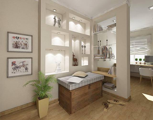 A design a falak gipszkarton (40 fotó) - szekrények, rések, ívek (kő) A design a falak gipszkarton (40 fotó) - szekrények, rések, boltívek