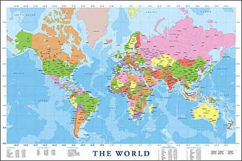 A politikai térképen a világ szakaszában formáció (táblázat)