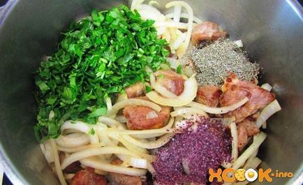 Azeri plov - egy lépésről lépésre recept fényképeit aszalt gyümölcs és a hús (Azerbajdzsán pilaf recept) Azeri plov - egy lépésről lépésre recept fényképeit aszalt gyümölcs és a hús