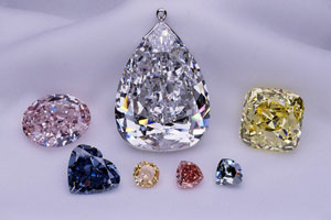 Кольорові діаманти, жовтий, помаранчевий, коньячний, пурпурний, зелений, рожевий, червоний, блакитний і