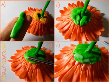 Gerber hideg porcelán - egy mesterkurzus, Metally virág (gerbera, hogyan kell csinálni) Gerber hideg porcelán - a mester osztály, Metally virág