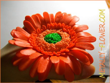 Gerber hideg porcelán - egy mesterkurzus, Metally virág (gerbera) Gerber hideg porcelán - a mester osztály, Metally virág
