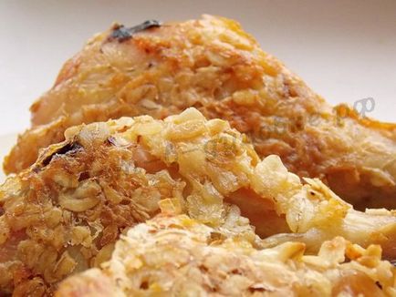 Hogy finom sült csirkecomb zabliszt - egy recept a sütőben!