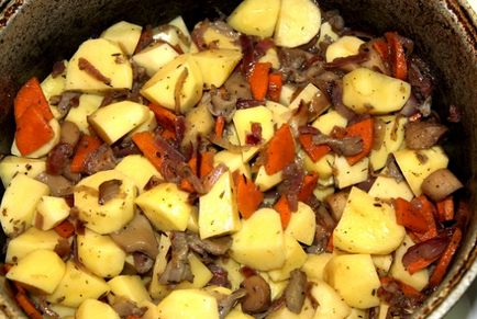 Burgonya gombával és zöldségek - lépésről lépésre recept