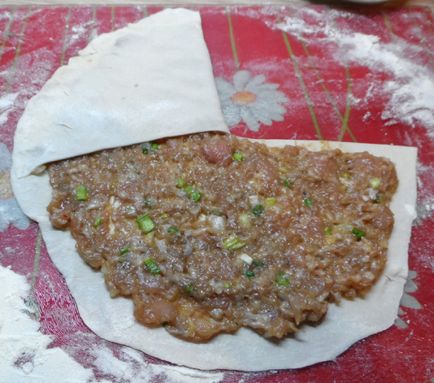 Kínai puff sütemények húst és a hagymát -, hogyan kell főzni kínai torta recept lépésről lépésre