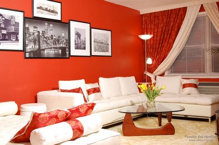 Red Living belsejében a lakás, egy szoba piros színben