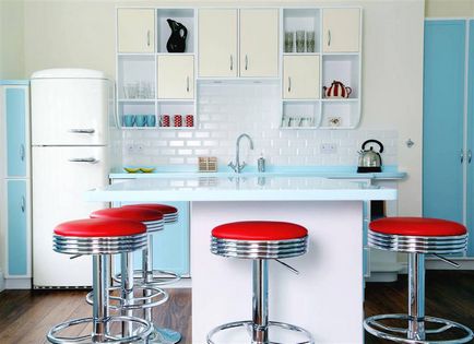 Konyha stílusában retro - Képek a legstílusosabb belső terek (modern stílus) Kitchen egy retro stílusban - Képek a legstílusosabb belső terek