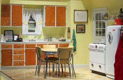 Konyha stílusában retro - Képek a legstílusosabb belső (tervezés) Kitchen egy retro stílusban - Képek a legstílusosabb belső terek