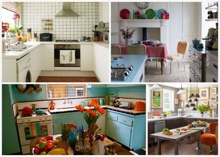 Konyha stílusában retro - Képek a legstílusosabb belső (tervezés) Kitchen egy retro stílusban - Képek a legstílusosabb belső terek