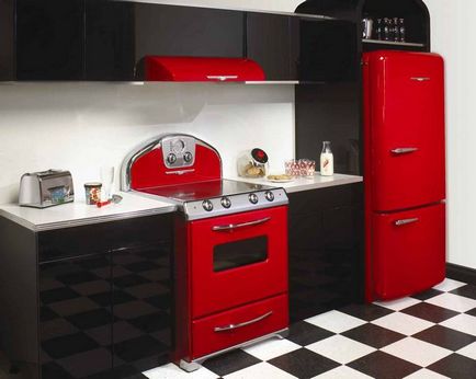 Konyha stílusában retro - Képek a legstílusosabb belső tereivel (konyha egy retro stílusú fotó) Kitchen egy retro stílusban - Képek a legstílusosabb belső terek