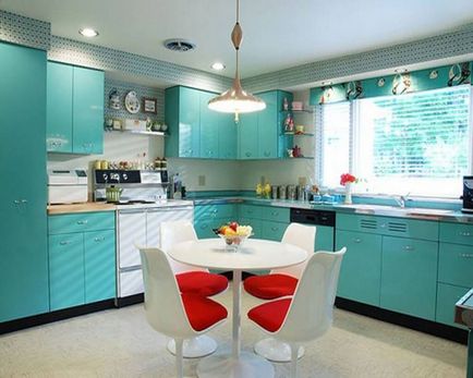 Konyha stílusában retro - Képek a legstílusosabb belső terek (modern stílus) Kitchen egy retro stílusban - Képek a legstílusosabb belső terek