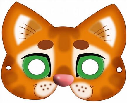 Cat maszk kartonból - zöld ház (a macska kezét karton) Cat maszk kartonból - a zöld ház