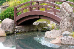 A híd a tó a kezüket az oldalon